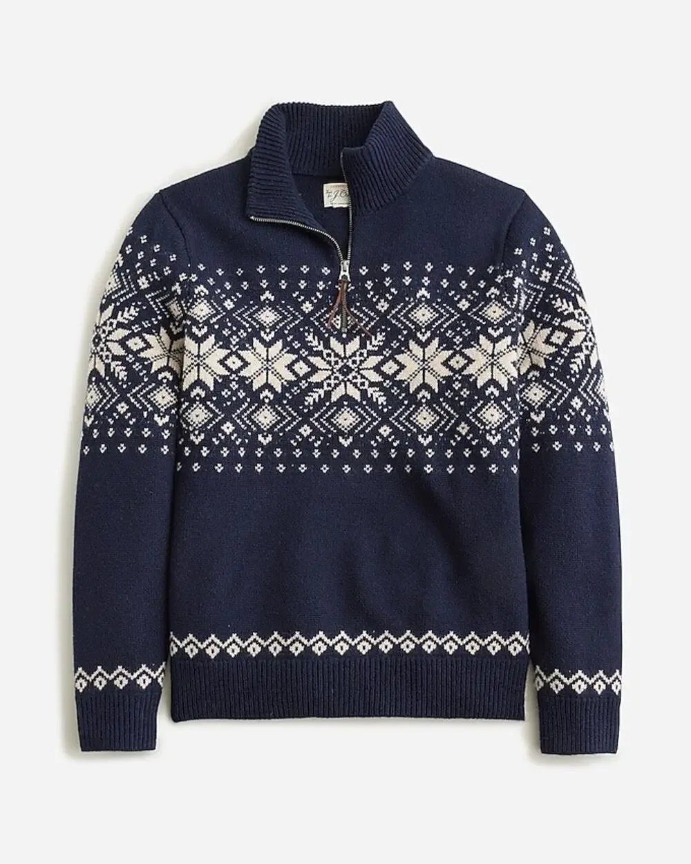 J.Crew Men’s Lambswool Fair Isle half-zip sweater with bird's eye size Large